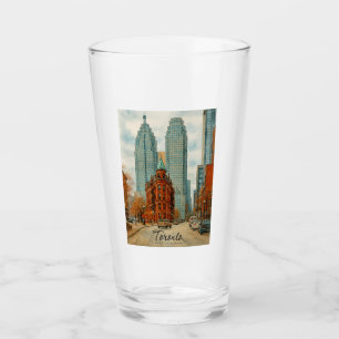 Toronto Skyline Canada Vintage Watercolor Glass