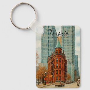 Toronto Skyline Canada Vintage Watercolor Key Ring