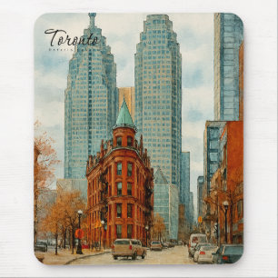 Toronto Skyline Canada Vintage Watercolor Mouse Pad
