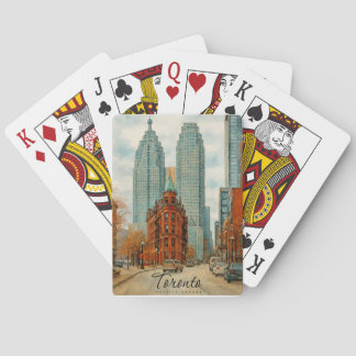 Toronto Skyline Canada Vintage Watercolor Playing Cards