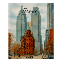 Toronto Skyline Canada Vintage Watercolor