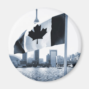 Toronto Skyline Canadian Flag Blue Cityscape Magnet