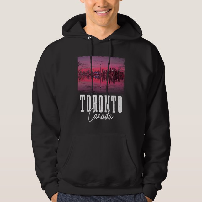 Toronto Skyline Ontario Canada Maple Leaf Canadian Hoodie (Front)