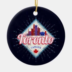 Toronto Skyline Ontario Retro Canada Vintage Ceramic Ornament