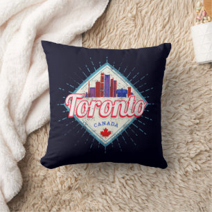 Toronto Skyline Ontario Retro Canada Vintage Cushion