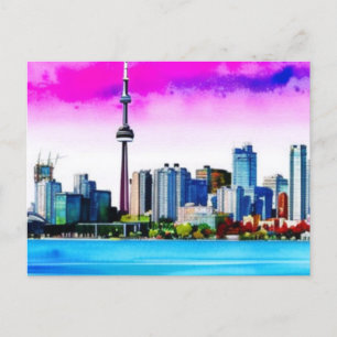Toronto Skyline Painted Design on Postcard