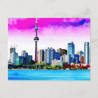 Toronto Skyline Painted Design on Postcard