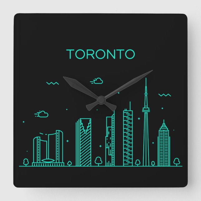 Toronto skyline square wall clock (Front)