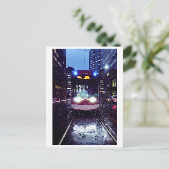Toronto, Street Car in Heavy Rain Postcard (Standing Front)