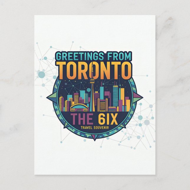 Toronto The 6ix Modern Colourful Cool Abstract  Postcard (Front)