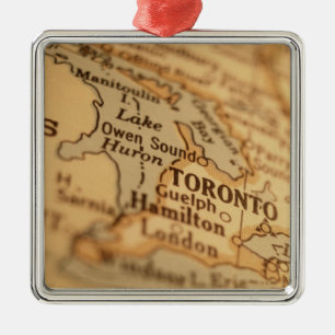 TORONTO Vintage Map Metal Ornament