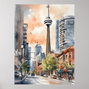 Toronto watercolor art poster