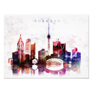 Toronto watercolor skyline photo print