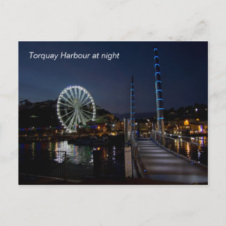 Torquay harbor at night postcard