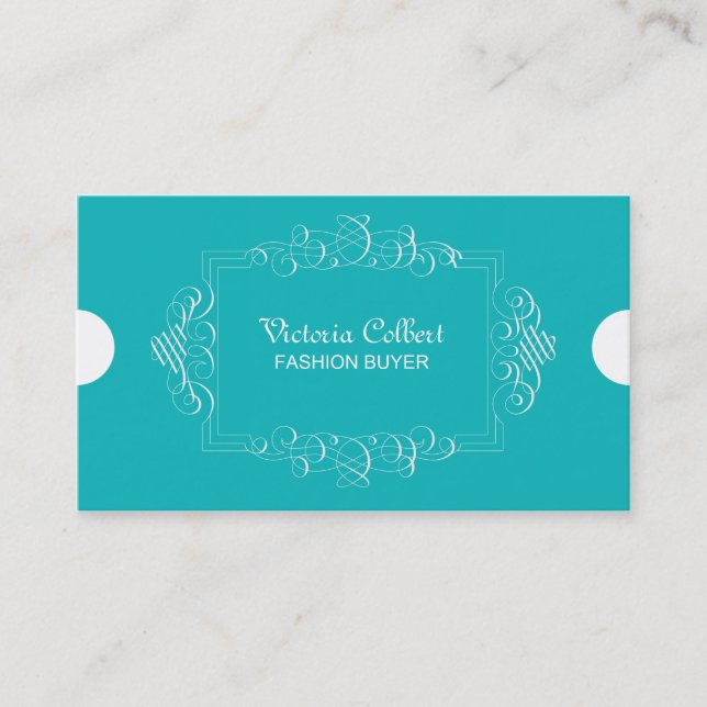 Torquoise Elegant Business Card Template (Front)