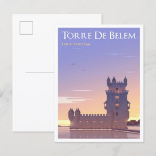 Torre de Belem Lisbon Portugal Vintage Travel Postcard