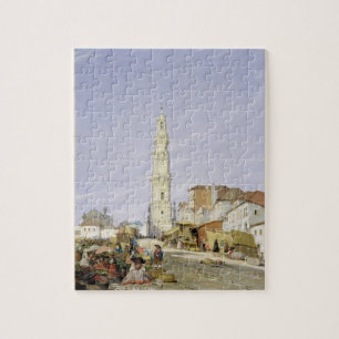 Torre dos Clerigos, Oporto, Portugal, 1837 (oil on Jigsaw Puzzle