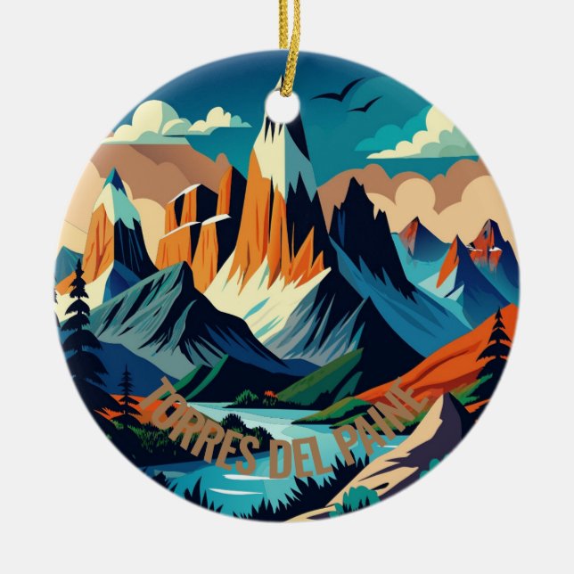 Torres del Paine National Park Chile Ceramic Ornament (Front)