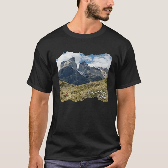 Torres Del Paine Stylised Hiking Photo T-Shirt (Front)
