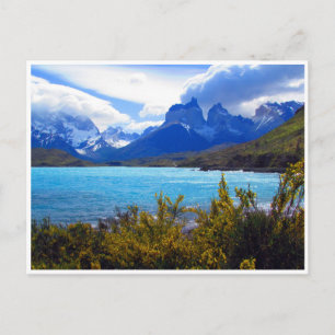 torres del paine view postcard