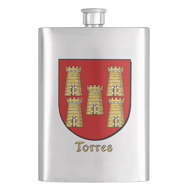 Torres Heraldic Shield Hip Flask (Front)