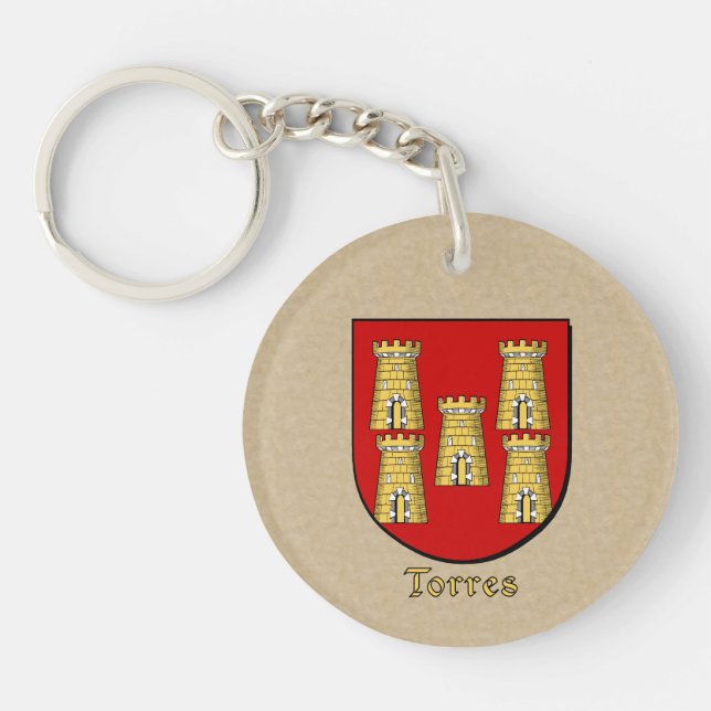 Torres Historical Shield and Spanish Flag Key Ring (Front)