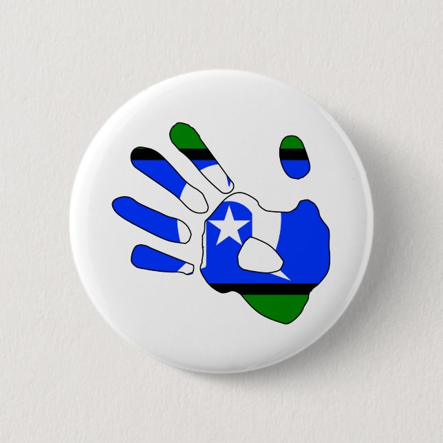 Torres Strait Islander Flag Hand Print Silhouette 6 Cm Round Badge (Front)