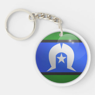 Torres Strait Islands Glossy Circle Flag Key Ring
