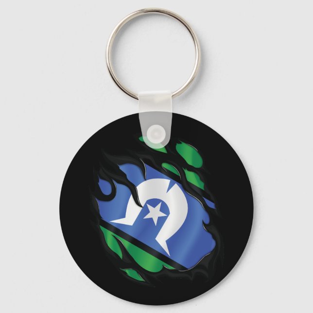 Torres Strait Islands Ripped Flag Key Ring (Front)