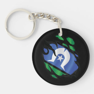 Torres Strait Islands Ripped Flag Key Ring