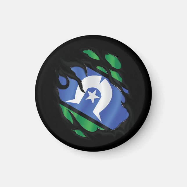 Torres Strait Islands Ripped Flag Magnet (Front)