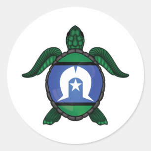 Torres Strait Islands sea turtle flag Classic Round Sticker