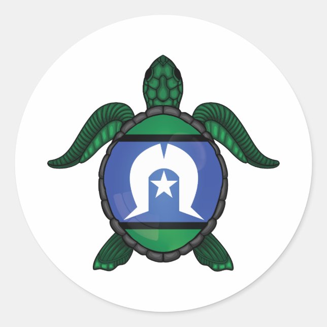 Torres Strait Islands sea turtle flag Classic Round Sticker (Front)