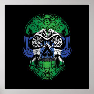 Torres Strait Islands Skull And Roses Flag Poster