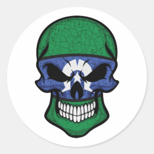 Torres Strait Islands Smiling Skull Flag Classic Round Sticker