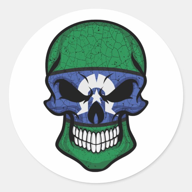 Torres Strait Islands Smiling Skull Flag  Classic Round Sticker (Front)