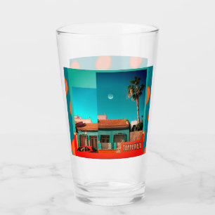 Torrevieja House, Palm, Bright Orange & Turquoise Glass