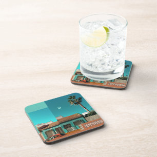 Torrevieja in Orange and Turqoise Coaster