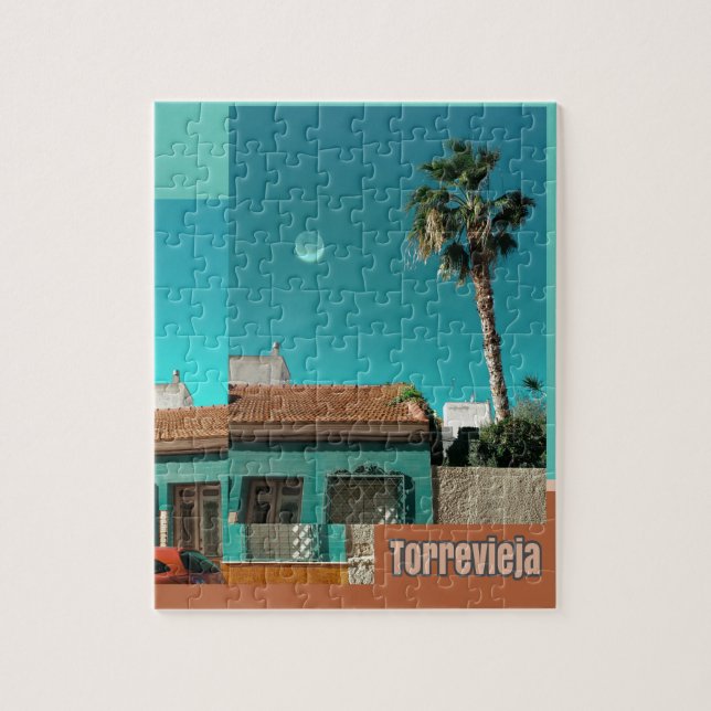 Torrevieja in Orange and Turqoise Jigsaw Puzzle (Vertical)