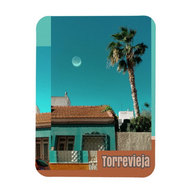 Torrevieja in Orange and Turqoise Magnet (Vertical)