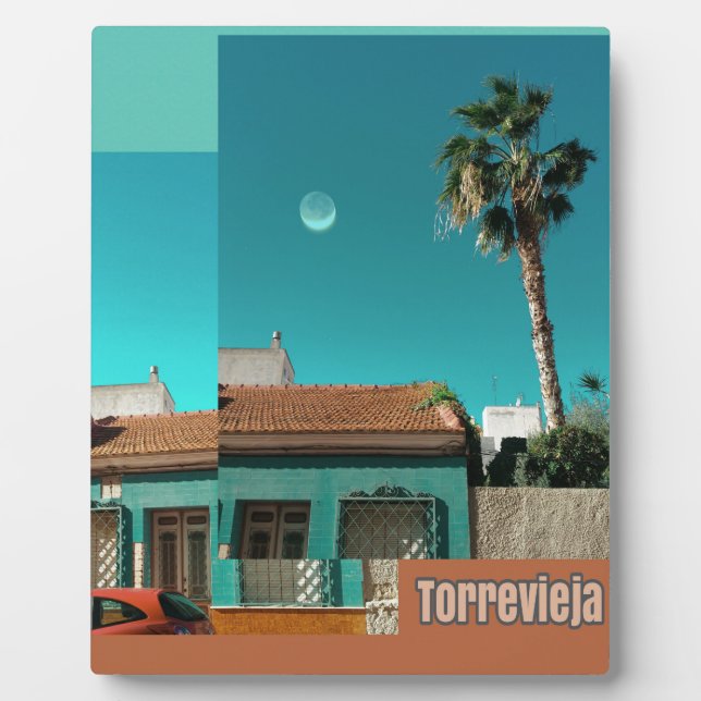 Torrevieja in Orange and Turqoise Plaque (Front)