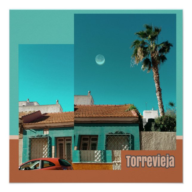 Torrevieja in Orange and Turqoise Poster (Front)