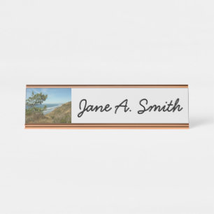 Torrey Pine and California Coastline Landscape Desk Name Plate
