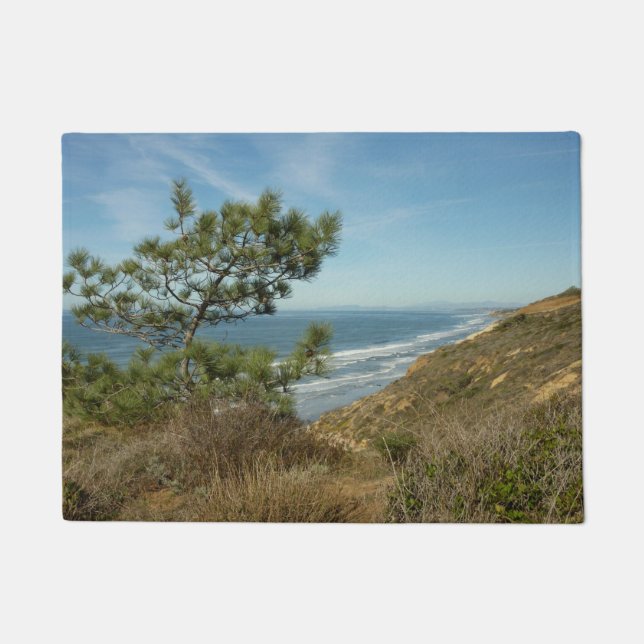 Torrey Pine and California Coastline Landscape Doormat (Front)