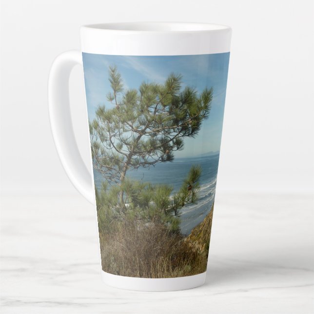 Torrey Pine and California Coastline Landscape Latte Mug (Left Angle)