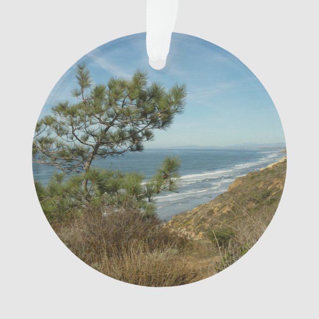 Torrey Pine and California Coastline Landscape Ornament (Front)