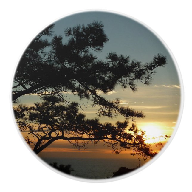Torrey Pine Sunset I California Landscape Ceramic Knob (Front)
