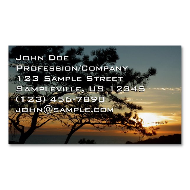 Torrey Pine Sunset I California Landscape Magnetic Business Card (Front)
