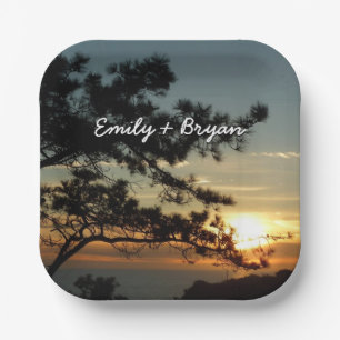 Torrey Pine Sunset I California Landscape Paper Plate