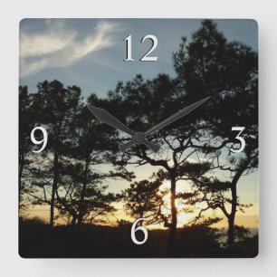 Torrey Pine Sunset II California Landscape Square Wall Clock